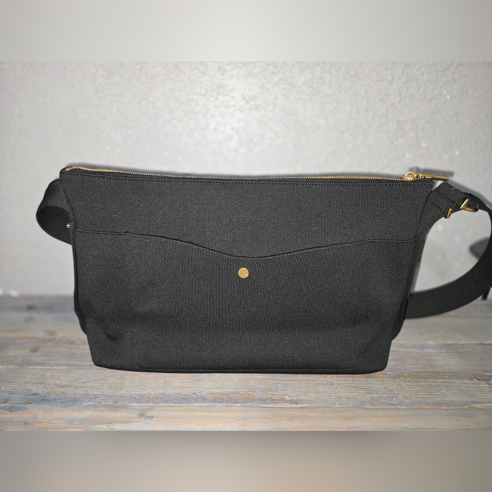 Cuyana Black Shoulder Bag with Gold Accents